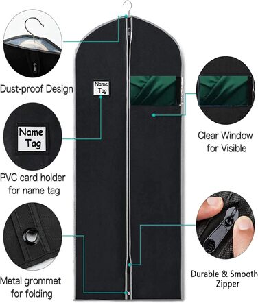 Чохли для одягу, дихаючі, 100 см (4 шт) для піджаків, костюмів, пальто. Захисні мішки для зберігання з прозорим вікном, антипилові.