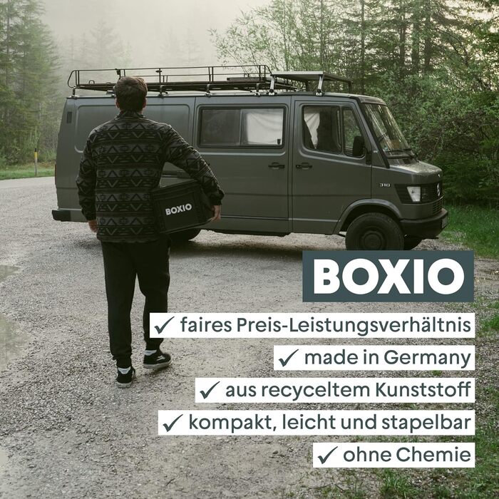 BOXIO – SOLO: Storage Box with Lid – Eurobox 40x30 x 28 cm – perfect plastic box/transport box made of plastic for camping, boat, cellar or garden - stackable with other Euroboxes