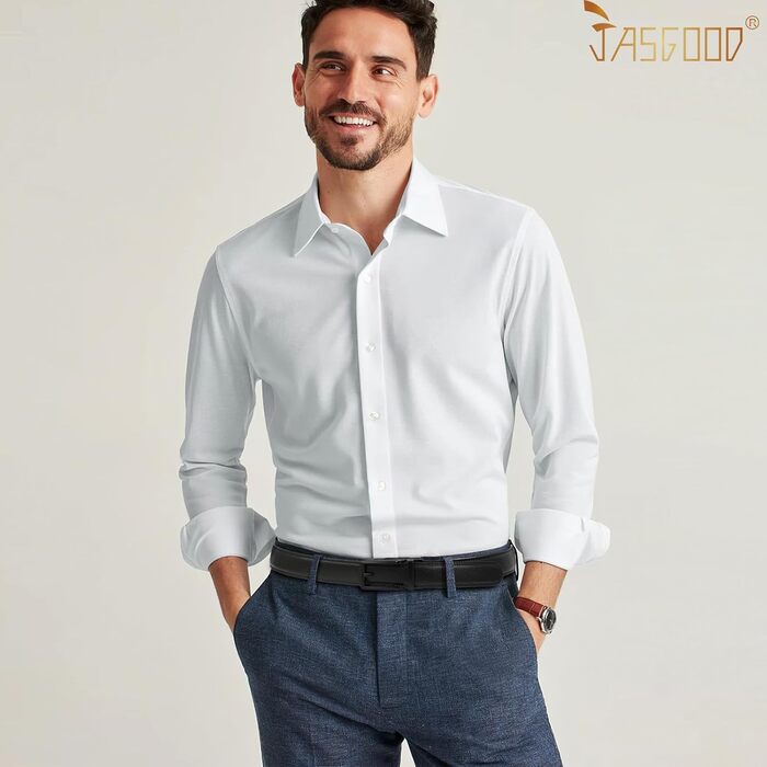 Чоловічий шкіряний ремінь JasGood з автоматичною пряжкою, 33 мм, для костюма, офісний, повсякденний (чорний, 115 см, обхват талії 85-100 см)