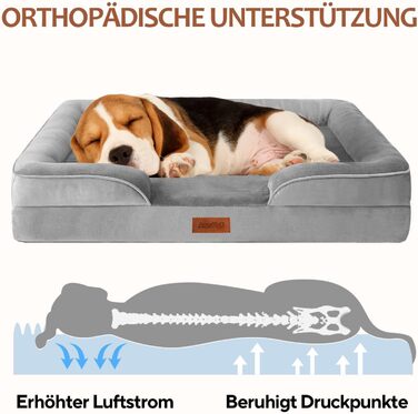 AUSCAT Orthopedic Dog Bed Small Dogs - Dog Bed Memory Foam with Removable, Washable Cover, Waterproof Liner, and Non-Slip Bottom, 60cm L x 45cm W x 15cm H (Grey)
