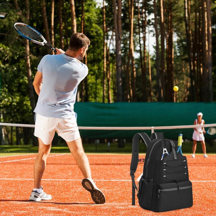 Lunaanda Tennis Backpack - Tactical Tennis Bag with Shoe Compartment & Racket Protection - Large Pickleball Bag Holds 4 Rackets