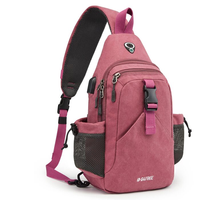 Сумка через плече G4Free Canvas - чоловіча/жіноча, рожево-лілова, для подорожей, хайкінгу, бігу, скелелазіння