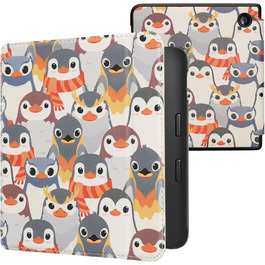 Чохол-чохол для Kobo Libra 2 від kwmobile - захисний чохол для eReader, Magnolien Rosa Weiß Altrosa (Пінгуіни Grau Gelb Braun)