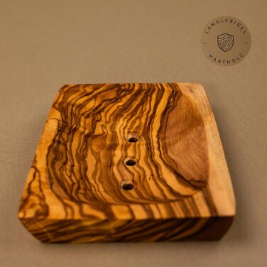 Сейф для мила з отворами з оливкового дерева з піддоном для води, 13 см