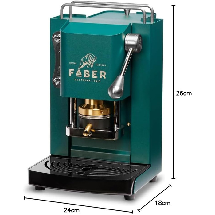 Кавова машина FABER Pro Mini Deluxe для ESE-подів 44 мм, хром, латунний прес, British Green