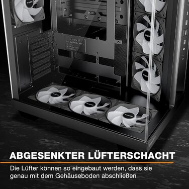 be quiet! Light Base 500 LX: Чорний корпус ПК з повністю прозорою передньою та бічною панелями, Show Case, Dual Chamber Design, 4 вентилятори Pure Wings 3 PWM, без RGB, задній порт-дизайн