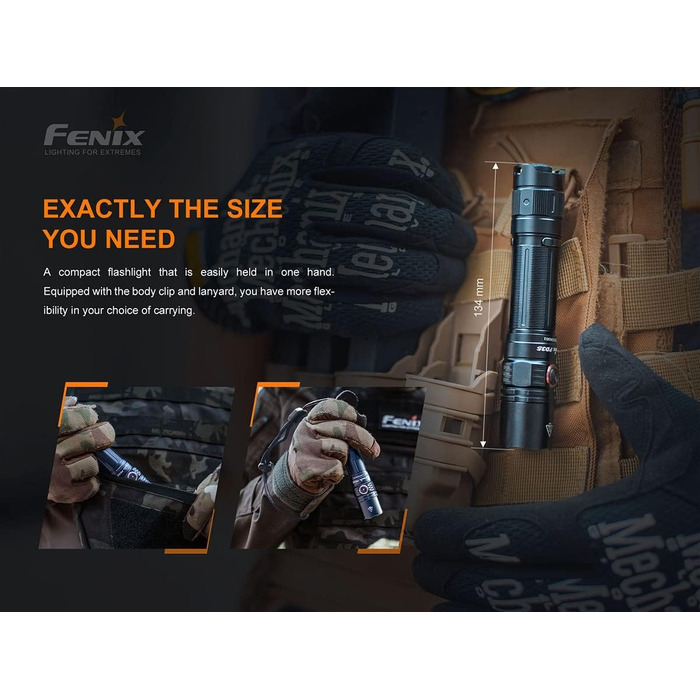 Ліхтарик Fenix PD35 V3.0 LED тактичний, 1700 люмен, 357 м, IP68, 5 режимів, чорний