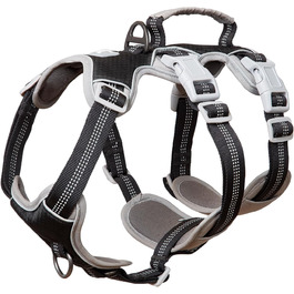 Нашийник для собак Huntboo, великі породи, анти-злам, світловідбиваючий, водонепроникний, регульований, для прогулянок та бігу (Чорний, L, упаковка з 1)