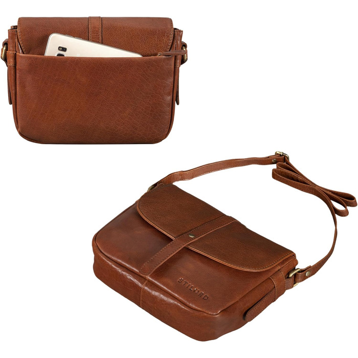 Сумка жіноча STILORD Kira Leder Vintage коньячного кольору (коричневий) - маленька шкіряна сумка через плече для вечірок та відпочинку