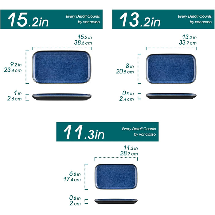 Набір тарілок Vancasso Servierplatten Stern 4 персони, 3 шт. (зелений/блакитний), кераміка, для сервірування, миття в посудомийній машині, мікрохвильовка