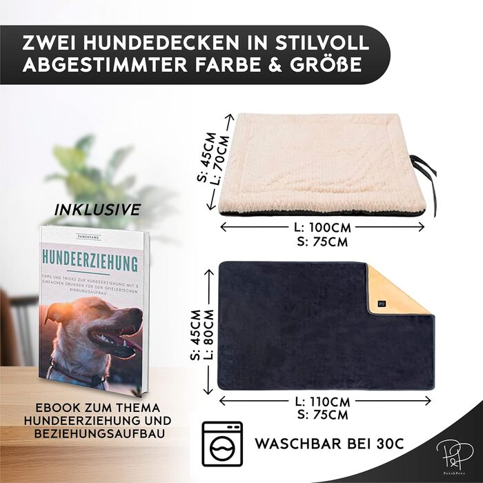 М'яка ковдра для собак Pawz | 2 шт. | 100x70 см | Стильна, міцна, для переноски, подорожей | Підходить для собак та котів