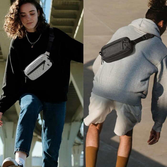 tomtoc X-Pac нагрудна сумка для чоловіків та жінок, 1,5 л, чорна. RFID захист, для подорожей, повсякденного використання