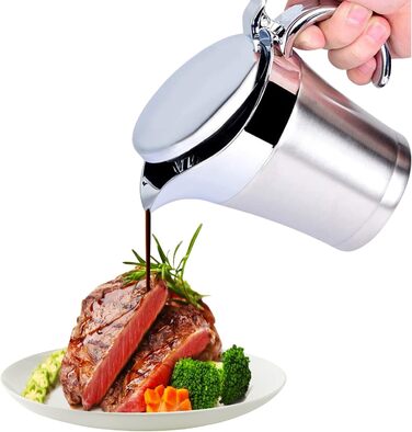 Thermo Sauciere Double 304 Stainless Steel 750ml Insulated Saucepan/Gravy Boat/Sauce Bowl with Lid for Serving Sauce, Vanilla Sauce, Cream, Sauce