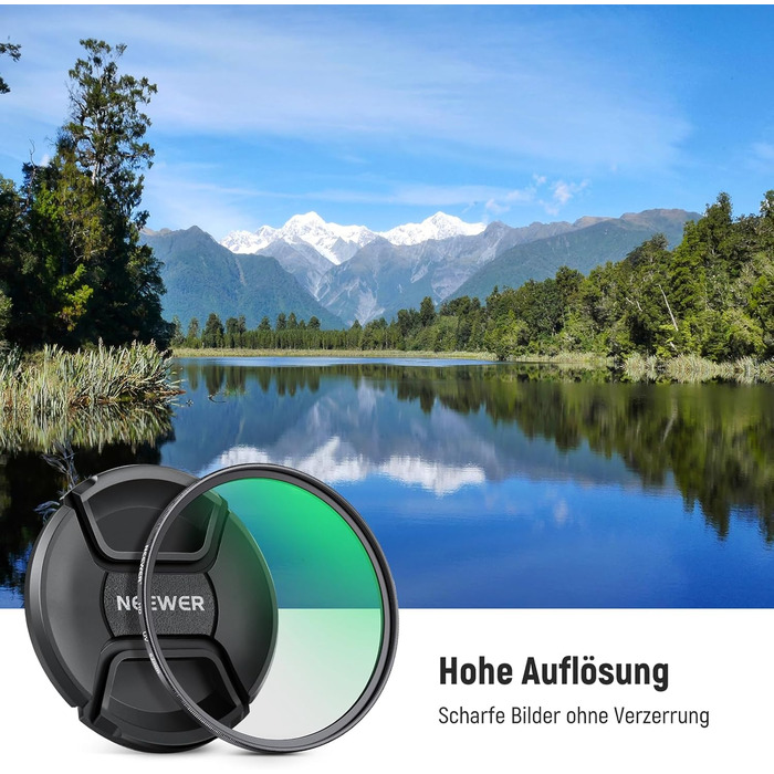 Фільтр NEEWER MC UV 62mm з кришкою для об'єктива: нанопокриття, HD скло, водонепроникний, стійкий до подряпин, ультратонкий алюмінієвий корпус