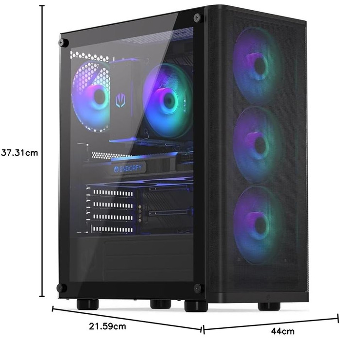 Корпус для ПК Endorfy Ventum 200 ARGB ATX з 4 вентиляторами 120 мм ARGB, скло, Mesh-фасад, широка сумісність охолодження