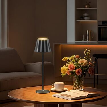 Бездротова LED-лампа Suright для столу з акумулятором 5000mAh, 3 режими кольору та регулюванням яскравості, IP54 вологозахист для вулиці, кемпінгу, тераси, вітальні, спальні