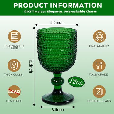 Набір вінтажних келихів для вина, 350 мл, 6 штук, кришталеве скло з тисненням, придатні для миття в посудомийній машині, рожеві