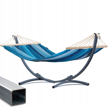Гамак з стійкою Potenza, синій, навантаження до 120 кг, 250 x 121 см
