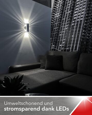 LED-стілеві лампи SpiceLED Wandleuchte ShineLED-14, 2x7W, тепле біле світло, сріблясте, з ефектом тіні, диммування, 30W, 30x10x10см