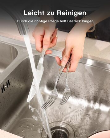 Набір столових приборів Honkku для 6 осіб, 30 предметів, чорний, з нержавіючої сталі, з обробленим ручним молотком, миється в посудомийній машині