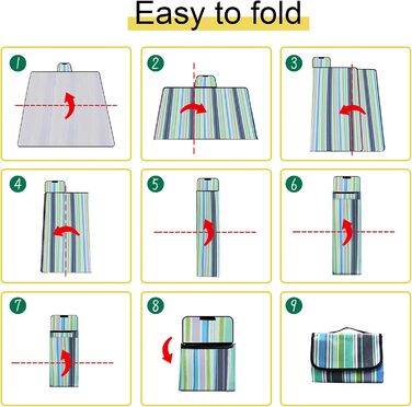 Плед для пікніка LIVEHITOP водонепроникний XXL 150x200 см, синій в смужку – для пляжу, кемпінгу, парку, барбекю