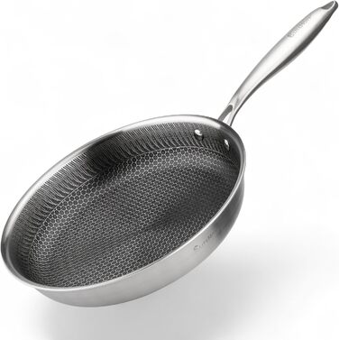 Преміум сковорода EliteHoff 28 см з антипригарним покриттям, нержавіюча сталь, індукційна, для всіх плит, PFOA-free, безпечна для духовки та посудомийної машини, срібна (E-7549)