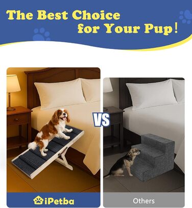 Сходинки для собак до ліжка та дивану – захист суглобів, антиковзаючі, складані, регульовані, портативні, для собак до 16 кг (до 30 кг)