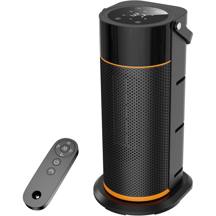 Електричний обігрівач 2000W з PTC-керамічним нагрівачем, тихий, з пульт дистанційного керування, таймером, поворотним механізмом 70° та LED-дисплеєм. Підходить для офісу, спальні, ванної кімнати, дому. Чорний, без полум'я.