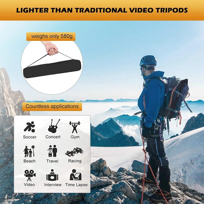 Штатив для камери та телефону GRIFEMA, 140 см, алюміній, з Bluetooth-пультом, регульований, сумісний з iPhone, Android, DSLR