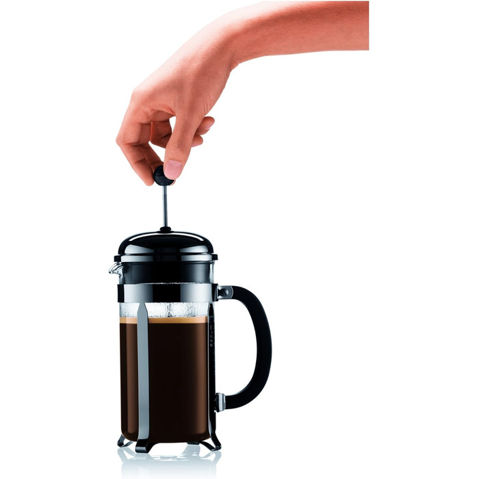 Френч-прес Bodum Chambord 1 л глянцевий + набір склянок Pavina 6 шт подвійні стінки 0,35 л
