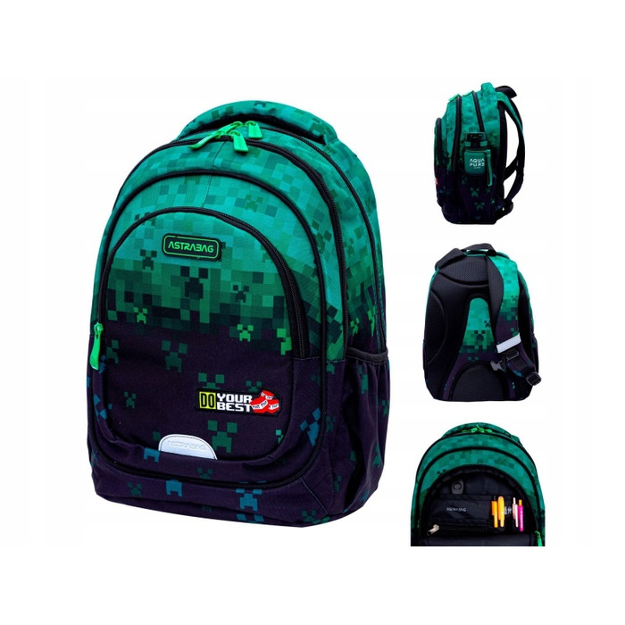 Багатовідсінковий шкільний рюкзак AstraBag, зелений, 20 л
