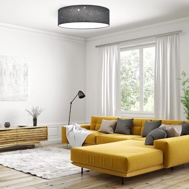 Navaris LED Ceiling Light 40cm - Dimmable, Color Temperature Change, Remote Control - 22W Dark Grey Starry Sky - Living Room Lamp, Bedroom Ceiling Lamp, Children's Room Lamp, Ceiling