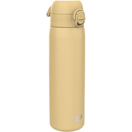 Ion8 Stainless Steel Water Bottle, 600 ml, Leak-Proof, One-Handed Opening, Secure Locking Mechanism, Dishwasher Safe, Flip-Top Lid, Carrying Handle, Easy to Clean, Durable & Scratch-Resistant (Stainless Steel, Desert)