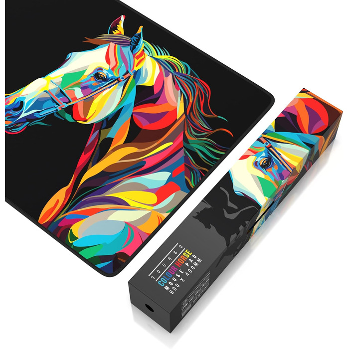 Ігровий килимок для миші CSL XXL Mousepad Gaming (900x400 мм), Alchemy Colour Horse — великий килимок на стіл для геймерів, сумісний з Razer, Logitech, Roccat