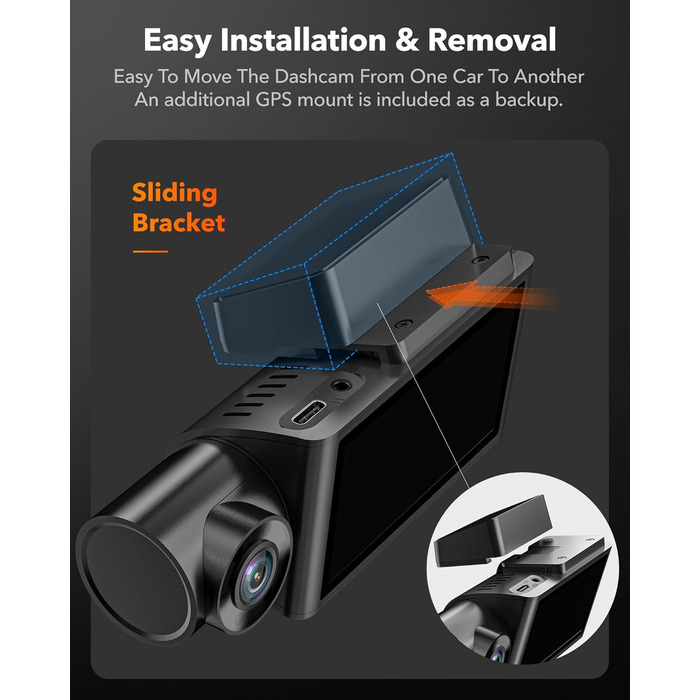 WOLFBOX i07: Автомобільний відеореєстратор 3-камерний з WiFi GPS, 4K+1080P+1080P, 2.5K+1080P+1080P, LCD 3