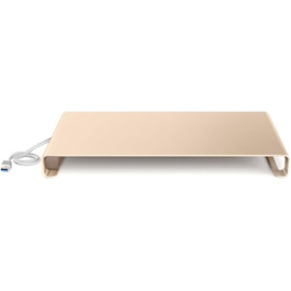 Підставка для монітора з 4 USB, алюмінієва, золота, для iMac, MacBook, ноутбуків і ПК