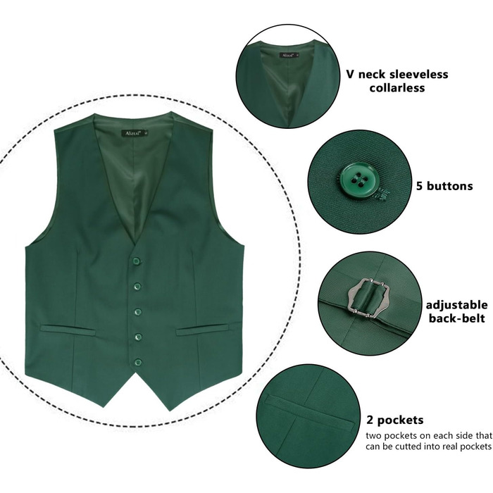 Стильна чоловіча жилетка Aizea Kassische для ділового костюма, нормальна посадка, смокінг, XXL, темно-зелений