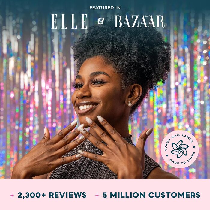 SUNUV LED лампа для гелевих нігтів - швидкий сушар з таймером, LCD-дисплеєм та інфрачервоним сенсором (рожевий)