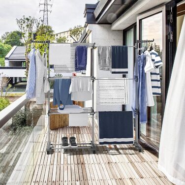 Розкладна сушилка для білизни Turm з 6 крил та 2 боковими крилами, сіра, S (розтяжна)