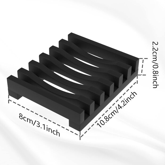 Набір з 2 силіконових мильниць AstraLoom з самостійним зливом, легко чистяться, неслизькі та міцні, для ванної кімнати, кухні, мила (Чорний)