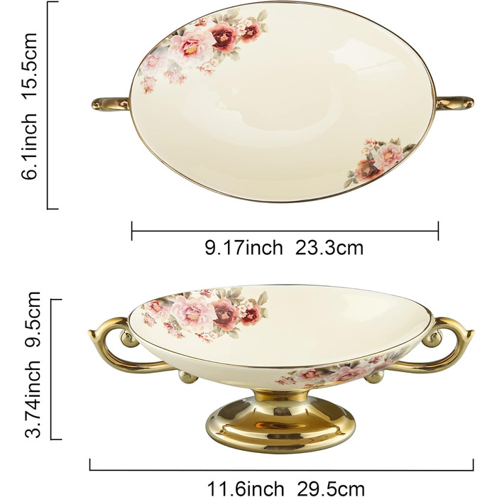 Етажерка Fanquare з 2 ярусами, золота, керамічна, для тортів, фруктів та капкейків