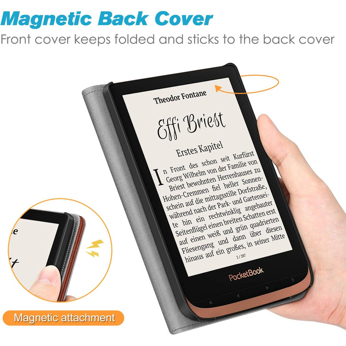 Чохол Fintie для Pocketbook Touch HD 3 / Touch Lux 5/4 / Basic Lux 4/3/2 та Pocketbook Color: з підставкою, кишенями, петлею та авто-ввімкненням/вимиканням (Колір: Z - Sattelbraun)