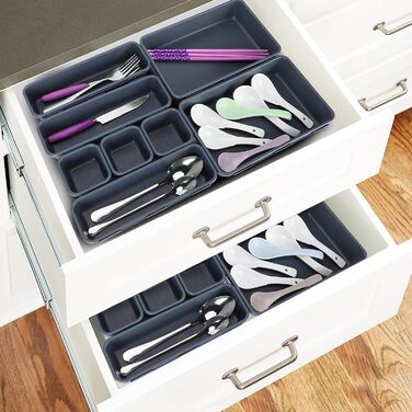 Drawer dividers, 48-piece set, spice organizer, drawer organizer, black separator, bathroom organizer boxes set with 40 silicone non-slip balls, Hemnes dresser, kitchen, desk, utensil organizers.