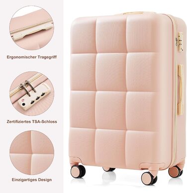 Набір валіз Merax з 5 частин (3 валізи + 2 косметички), рожево-бежевий, з колесами