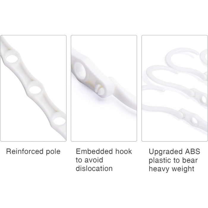 10 шт. Кліпса для одягу HOUSE DAY – органайзер для шафи, економія місця, антиковзаючі, стабільні, 23.5 см (білі)