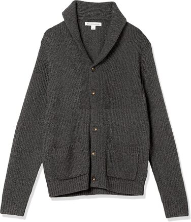 Кардиган чоловічий Amazon Essentials з коміром-шарфом, довгим рукавом, темно-сірий меланж, розмір L