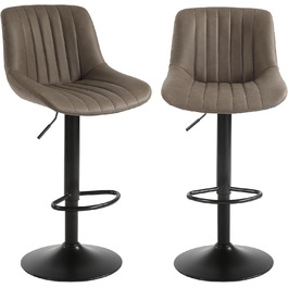 Youhauchair 2-Piece Swivel Bar Stools with Backrest - Adjustable Height PU Leather Bar Stools for Kitchen & Bar - Brown