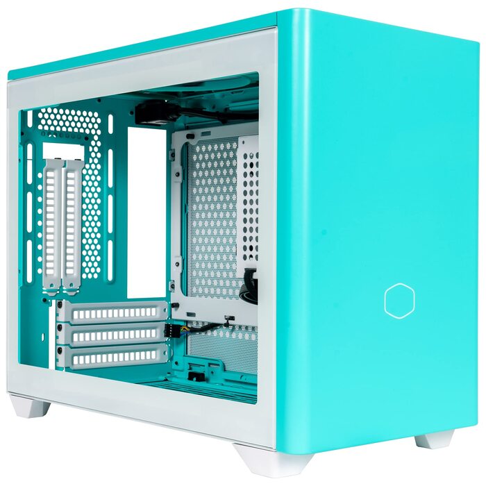 Корпус Mini-ITX Cooler Master MasterBox NR200P Caribbean Blue з загартованим склом, вертикальним кріпленням GPU та покращеною вентиляцією
