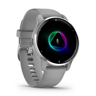 Розумний годинник Garmin Venu 2 Plus (сірий/сріблястий) – GPS, фітнес, AMOLED дисплей, 25+ видів спорту, Music Pay