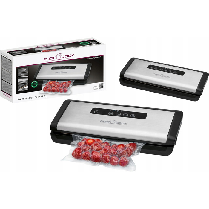 Вакууматор ProfiCook PC-VK 1146, чорний, 120 Вт, з набором пакетів